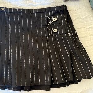 I AM GIA Heather Black Pinstripe Mini Skirt XS